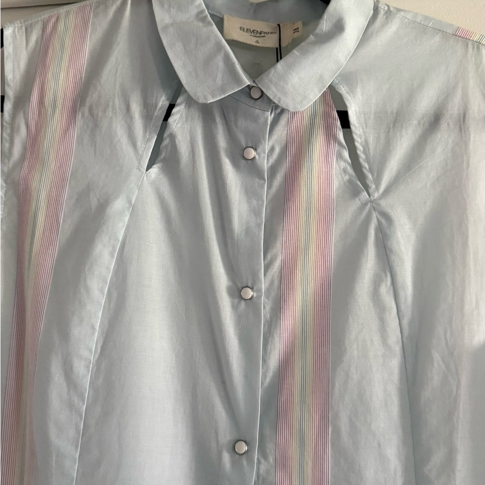 NEW Eleven Paris Light Blue Sleeveless Top - Picture 3 of 3